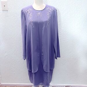 Virgo Purple  floral Embroidered Dress